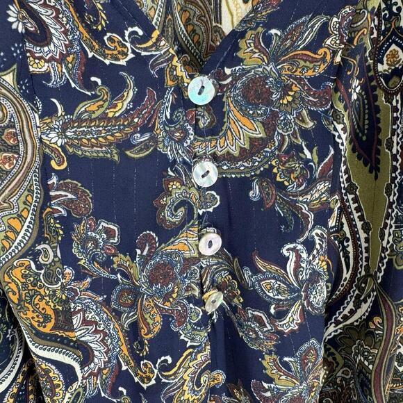 Fig & Flower top 1x dark floral relaxed artsy work career business career - Picture 5 of 6